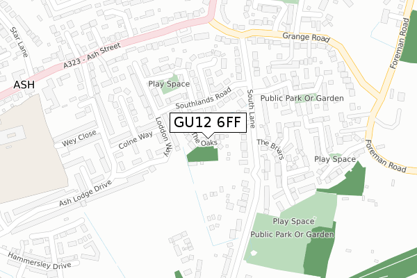 GU12 6FF map - large scale - OS Open Zoomstack (Ordnance Survey)