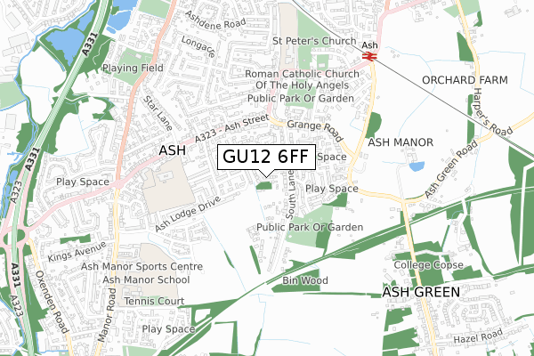 GU12 6FF map - small scale - OS Open Zoomstack (Ordnance Survey)