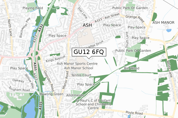 GU12 6FQ map - small scale - OS Open Zoomstack (Ordnance Survey) GU12 6FQ map - small scale - OS Open Zoomstack (Ordnance Survey)