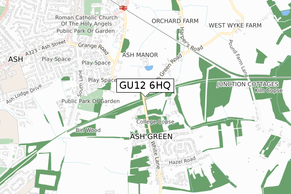 GU12 6HQ map - small scale - OS Open Zoomstack (Ordnance Survey)