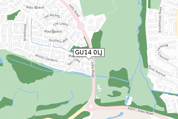 GU14 0LJ map - large scale - OS Open Zoomstack (Ordnance Survey)