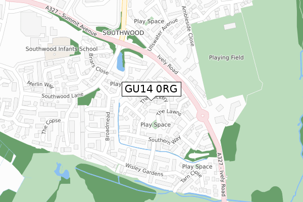 GU14 0RG map - large scale - OS Open Zoomstack (Ordnance Survey)