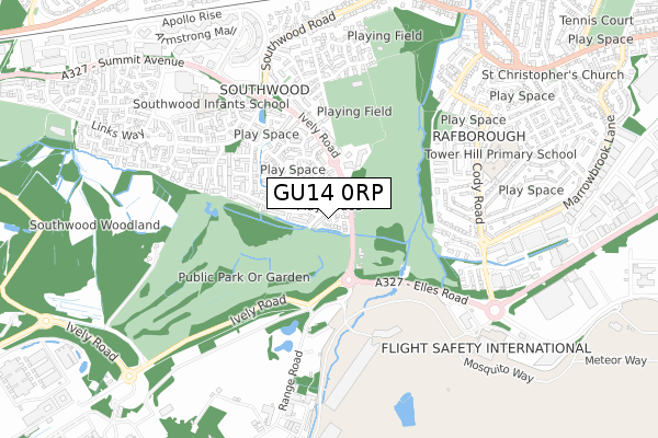 GU14 0RP map - small scale - OS Open Zoomstack (Ordnance Survey)