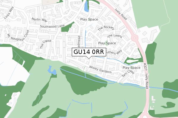 GU14 0RR map - large scale - OS Open Zoomstack (Ordnance Survey)