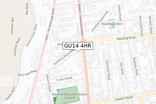 GU14 4HR map - large scale - OS Open Zoomstack (Ordnance Survey)