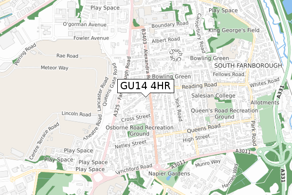 GU14 4HR map - small scale - OS Open Zoomstack (Ordnance Survey) GU14 4HR map - small scale - OS Open Zoomstack (Ordnance Survey)