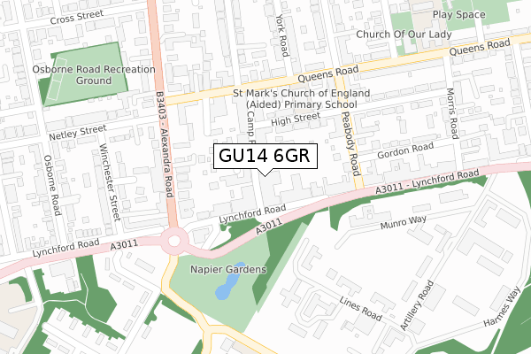 GU14 6GR map - large scale - OS Open Zoomstack (Ordnance Survey) GU14 6GR map - large scale - OS Open Zoomstack (Ordnance Survey)