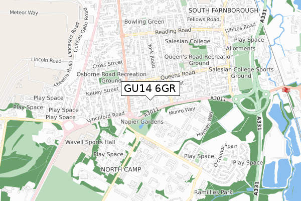 GU14 6GR map - small scale - OS Open Zoomstack (Ordnance Survey) GU14 6GR map - small scale - OS Open Zoomstack (Ordnance Survey)