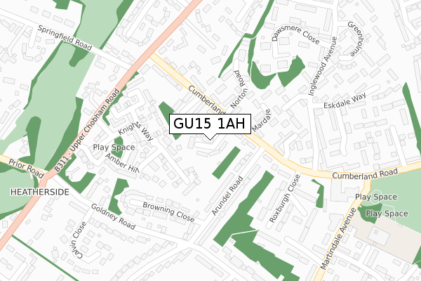 GU15 1AH map - large scale - OS Open Zoomstack (Ordnance Survey)