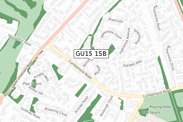 GU15 1SB map - large scale - OS Open Zoomstack (Ordnance Survey)