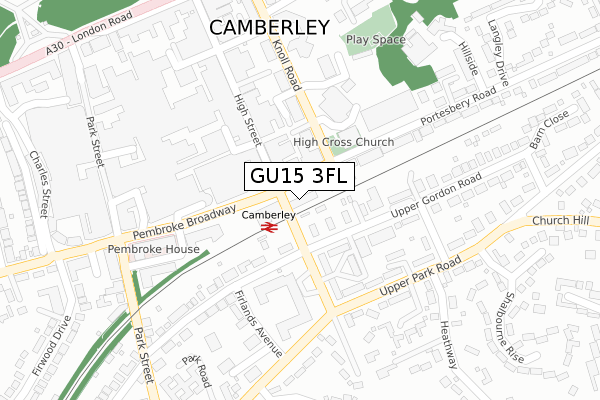 GU15 3FL map - large scale - OS Open Zoomstack (Ordnance Survey)