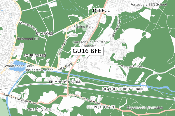 GU16 6FE map - small scale - OS Open Zoomstack (Ordnance Survey) GU16 6FE map - small scale - OS Open Zoomstack (Ordnance Survey)