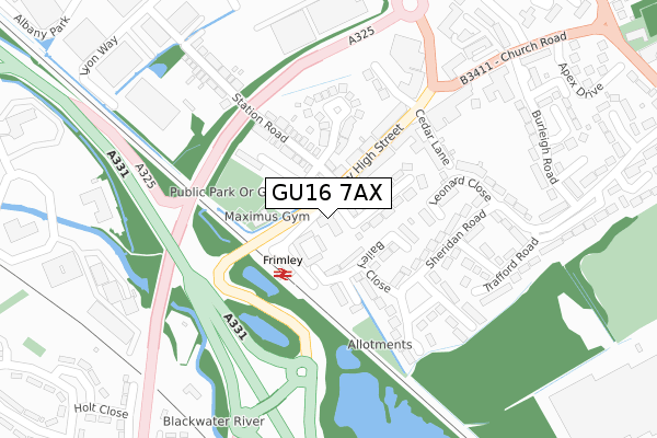 GU16 7AX map - large scale - OS Open Zoomstack (Ordnance Survey) GU16 7AX map - large scale - OS Open Zoomstack (Ordnance Survey)