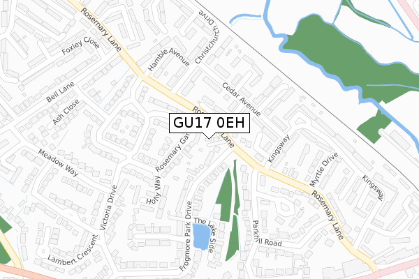 GU17 0EH map - large scale - OS Open Zoomstack (Ordnance Survey)