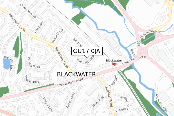 GU17 0JA map - large scale - OS Open Zoomstack (Ordnance Survey)