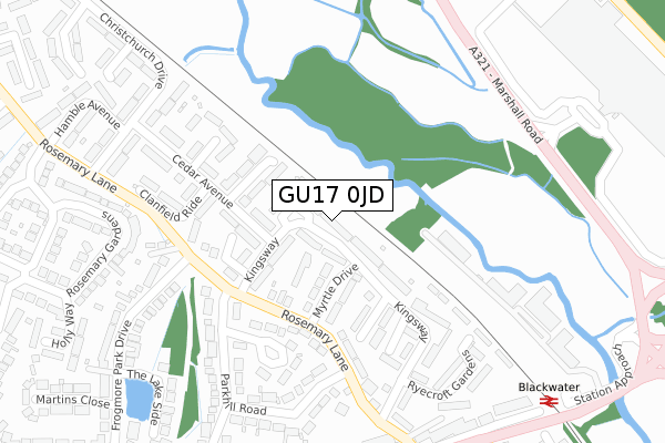 GU17 0JD map - large scale - OS Open Zoomstack (Ordnance Survey)