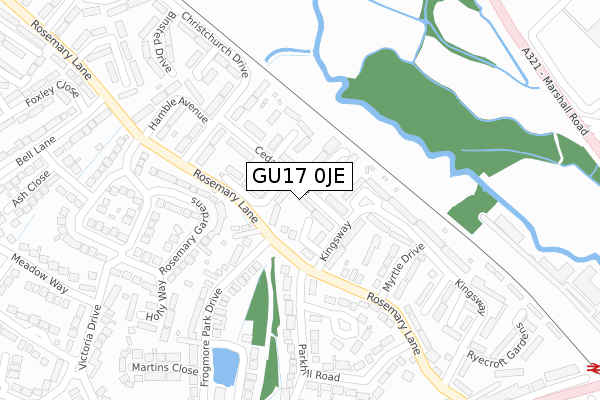 GU17 0JE map - large scale - OS Open Zoomstack (Ordnance Survey)