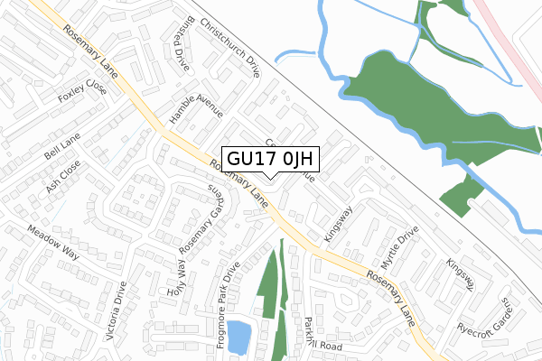 GU17 0JH map - large scale - OS Open Zoomstack (Ordnance Survey)