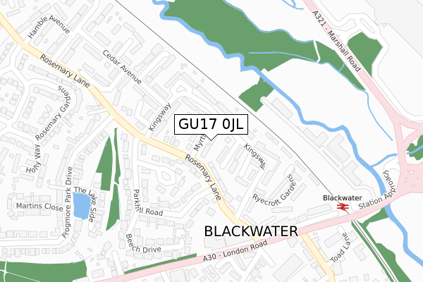 GU17 0JL map - large scale - OS Open Zoomstack (Ordnance Survey)