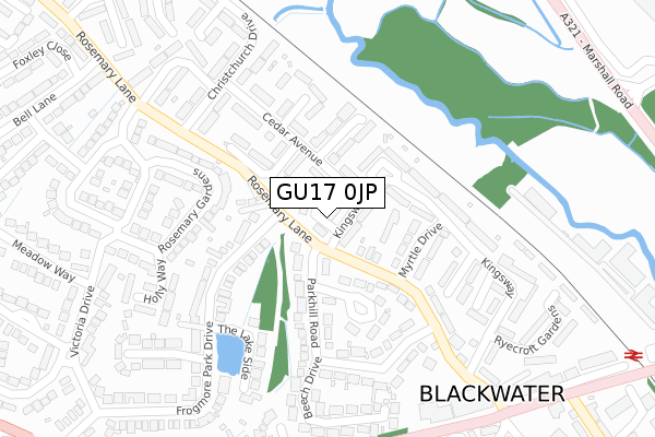 GU17 0JP map - large scale - OS Open Zoomstack (Ordnance Survey)