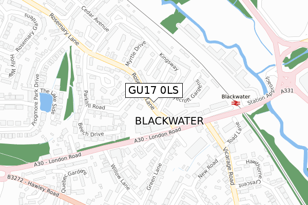 GU17 0LS map - large scale - OS Open Zoomstack (Ordnance Survey)