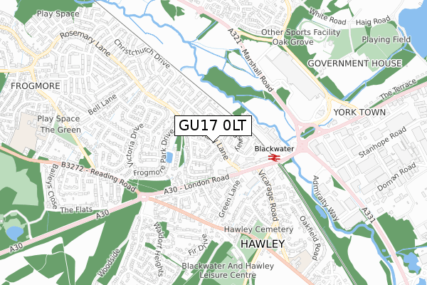 GU17 0LT map - small scale - OS Open Zoomstack (Ordnance Survey)