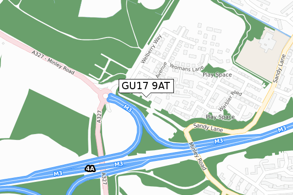 GU17 9AT map - large scale - OS Open Zoomstack (Ordnance Survey)