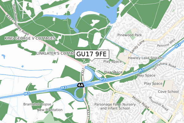 GU17 9FE map - small scale - OS Open Zoomstack (Ordnance Survey)