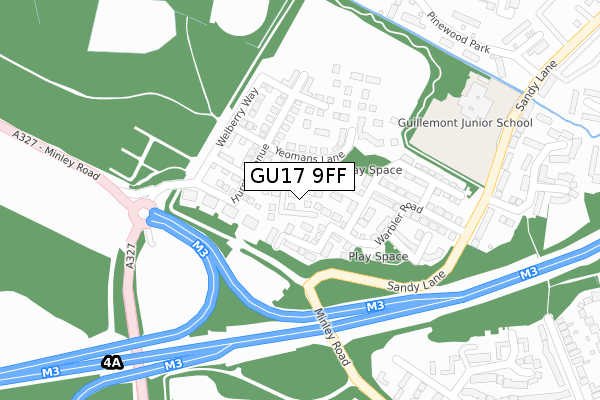 GU17 9FF map - large scale - OS Open Zoomstack (Ordnance Survey)