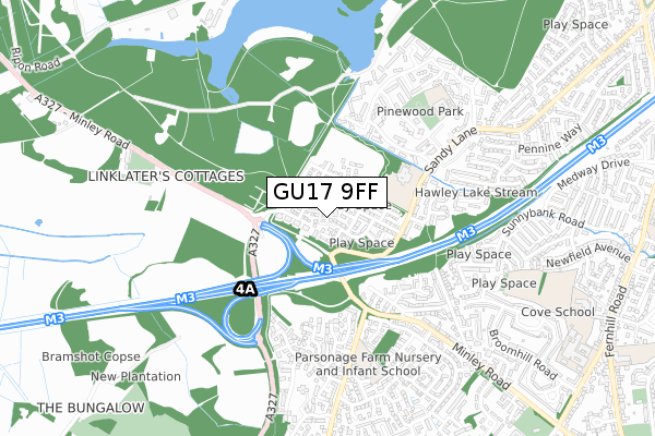 GU17 9FF map - small scale - OS Open Zoomstack (Ordnance Survey)