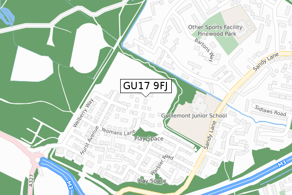 GU17 9FJ map - large scale - OS Open Zoomstack (Ordnance Survey) GU17 9FJ map - large scale - OS Open Zoomstack (Ordnance Survey)