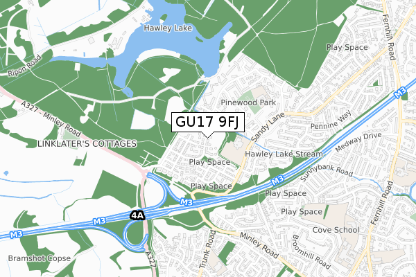 GU17 9FJ map - small scale - OS Open Zoomstack (Ordnance Survey) GU17 9FJ map - small scale - OS Open Zoomstack (Ordnance Survey)