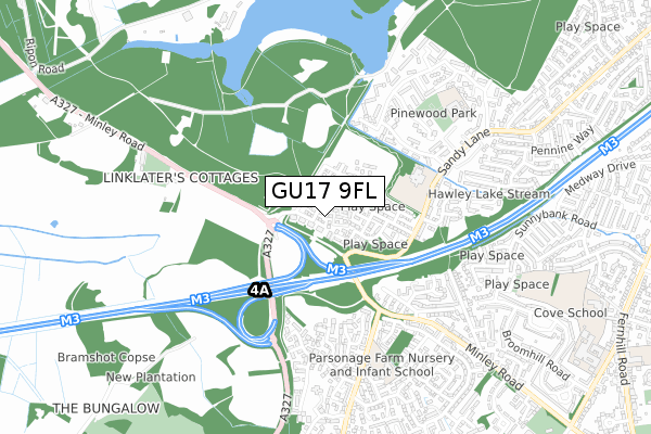 GU17 9FL map - small scale - OS Open Zoomstack (Ordnance Survey)