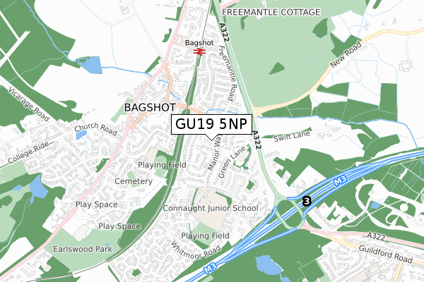 GU19 5NP map - small scale - OS Open Zoomstack (Ordnance Survey) GU19 5NP map - small scale - OS Open Zoomstack (Ordnance Survey)