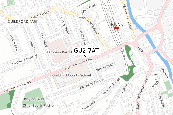 GU2 7AT map - large scale - OS Open Zoomstack (Ordnance Survey)