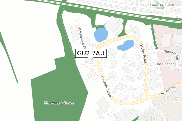 GU2 7AU map - large scale - OS Open Zoomstack (Ordnance Survey) GU2 7AU map - large scale - OS Open Zoomstack (Ordnance Survey)