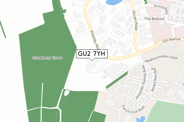 GU2 7YH map - large scale - OS Open Zoomstack (Ordnance Survey)