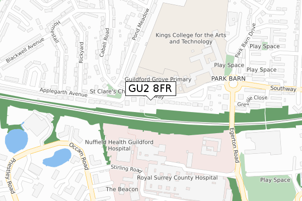 GU2 8FR map - large scale - OS Open Zoomstack (Ordnance Survey)