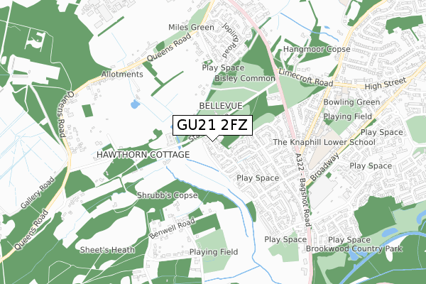GU21 2FZ map - small scale - OS Open Zoomstack (Ordnance Survey) GU21 2FZ map - small scale - OS Open Zoomstack (Ordnance Survey)