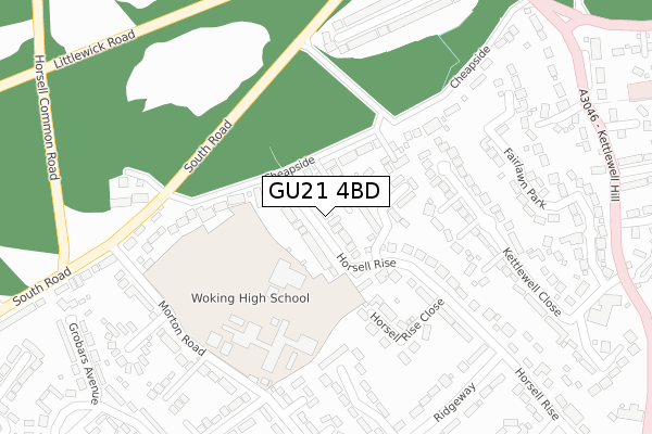 GU21 4BD map - large scale - OS Open Zoomstack (Ordnance Survey)