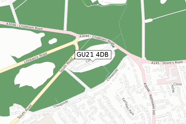 GU21 4DB map - large scale - OS Open Zoomstack (Ordnance Survey)