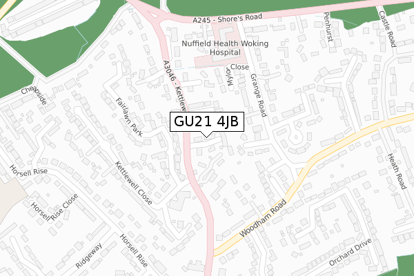 GU21 4JB map - large scale - OS Open Zoomstack (Ordnance Survey)