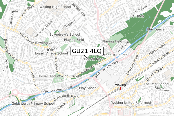 GU21 4LQ map - small scale - OS Open Zoomstack (Ordnance Survey) GU21 4LQ map - small scale - OS Open Zoomstack (Ordnance Survey)