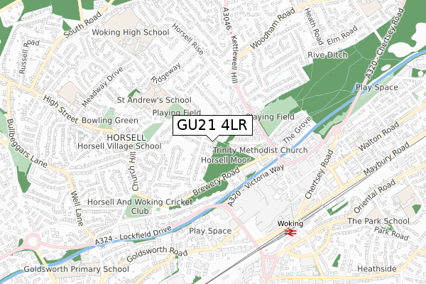 GU21 4LR map - small scale - OS Open Zoomstack (Ordnance Survey)