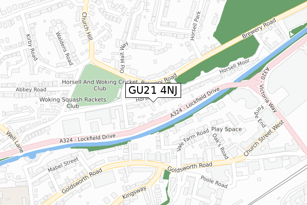 GU21 4NJ map - large scale - OS Open Zoomstack (Ordnance Survey)