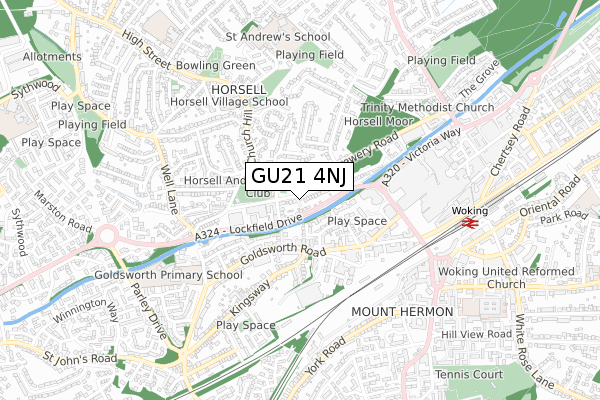 GU21 4NJ map - small scale - OS Open Zoomstack (Ordnance Survey)