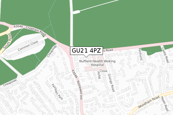 GU21 4PZ map - large scale - OS Open Zoomstack (Ordnance Survey)