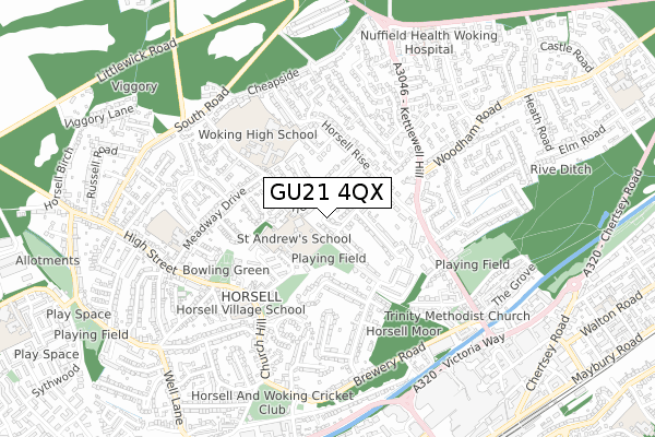 GU21 4QX map - small scale - OS Open Zoomstack (Ordnance Survey)