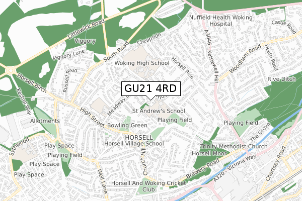 GU21 4RD map - small scale - OS Open Zoomstack (Ordnance Survey)