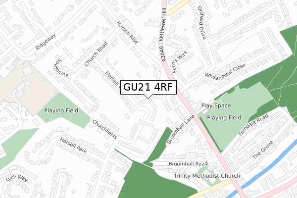 GU21 4RF map - large scale - OS Open Zoomstack (Ordnance Survey)